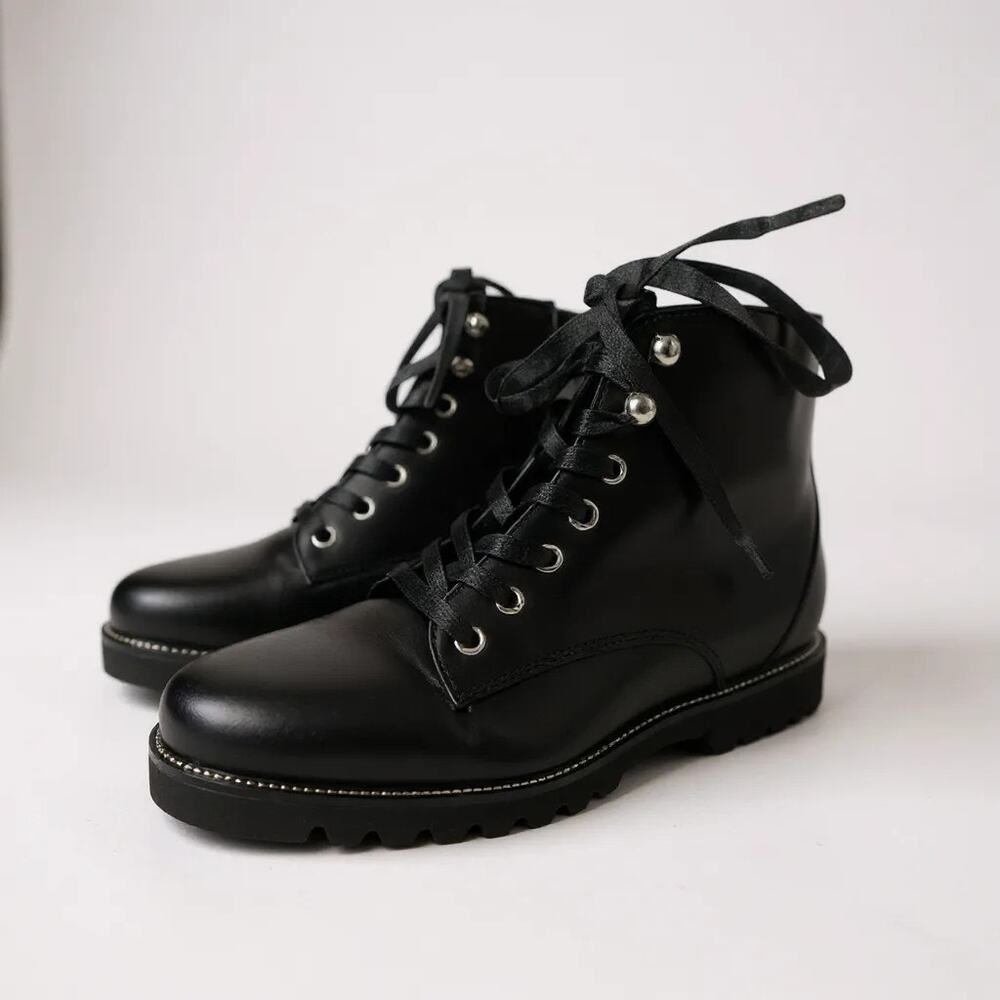 Blondo Waterproof Black Leather Combat Boots | Women’s Size 8.5